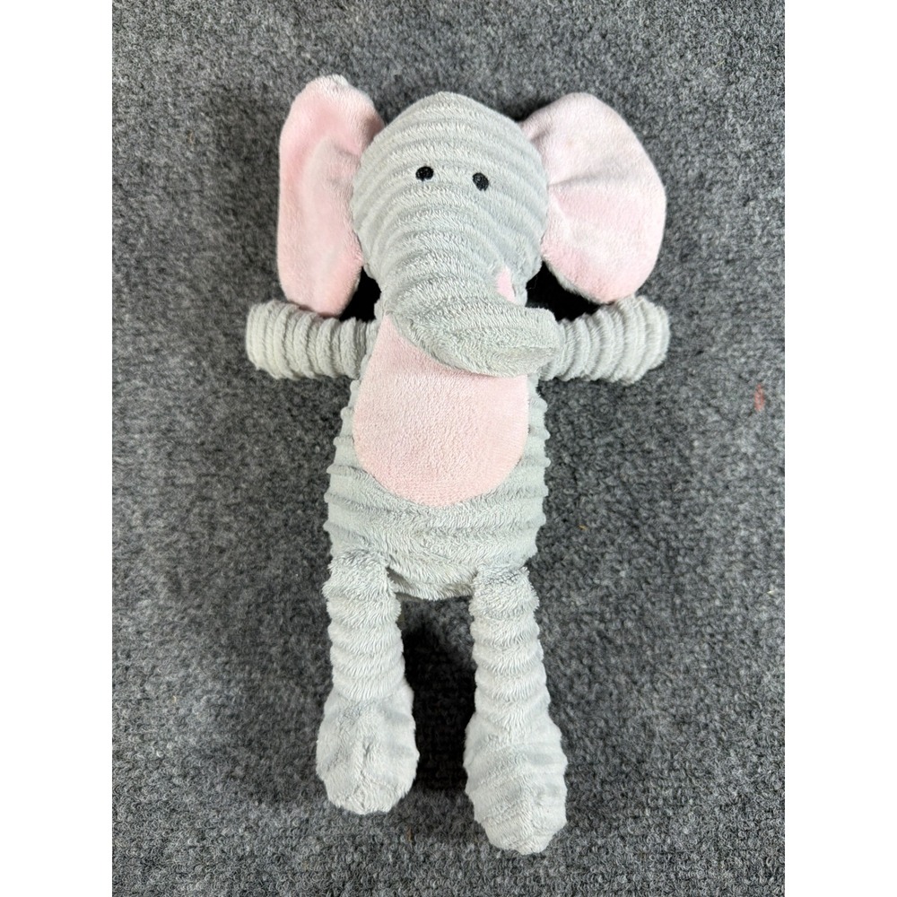 Chick Pea Grey Pink Ribbed Elephant Plush Stuffed Animal Toy 12 Inch 7780RMX